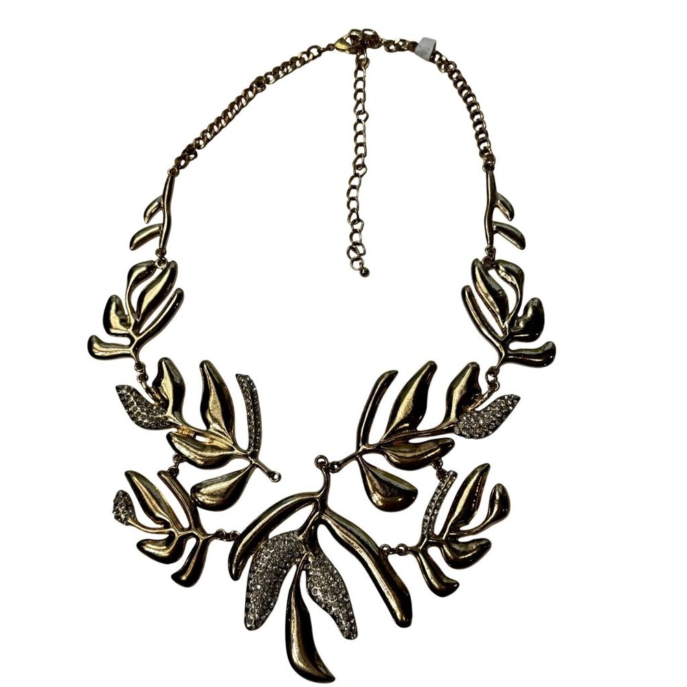 Torrid Gold Palm Rhinestone Statement Necklace NEW
